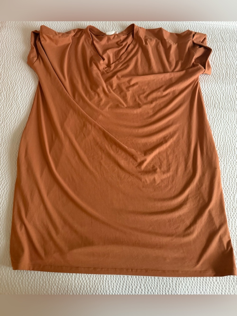 Zenana Plus Size 3X Buttery Soft T-Shirt Dress With Pockets Choral Burnt Orange
